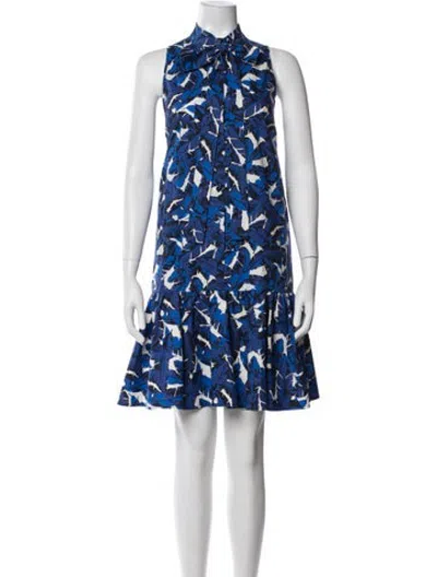 Pre-owned Msgm Floral Print Mini Dress In Blue