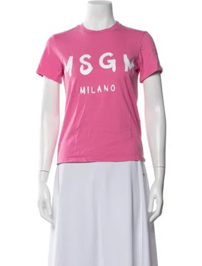 Pre-owned Msgm Graphic Print Crew Neck T-shirt In Pink