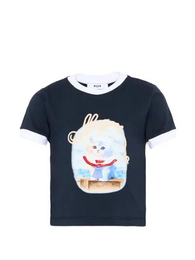 Msgm Kids' Graphic-print T-shirt In Multi