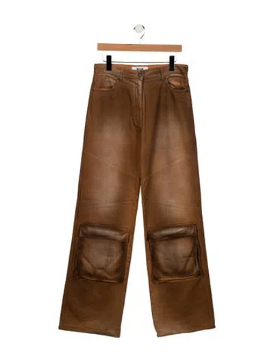 Pre-owned Msgm High-rise Wide Leg Jeans In Brown