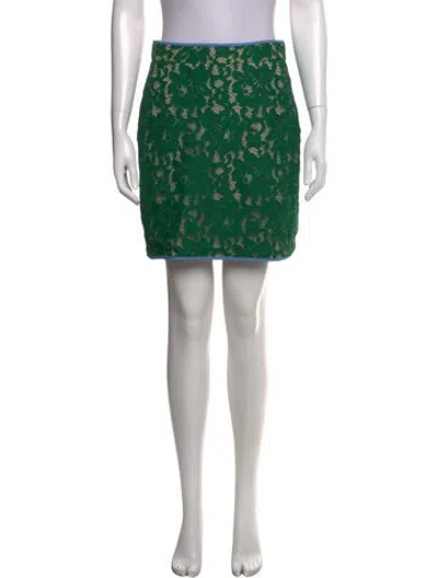 Pre-owned Msgm Lace Pattern Mini Skirt In Green