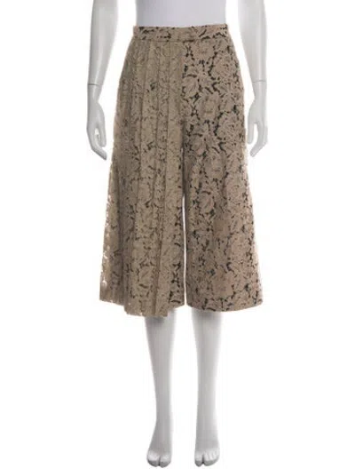 Pre-owned Msgm Lace Pattern Wide Leg Pants In Neutrals