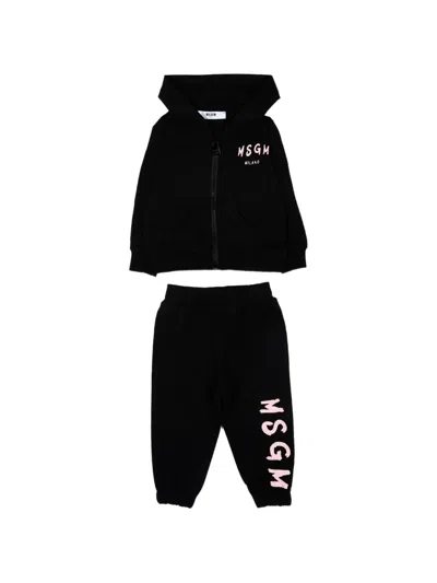 Msgm Babies' Logo-print Tracksuit In Black