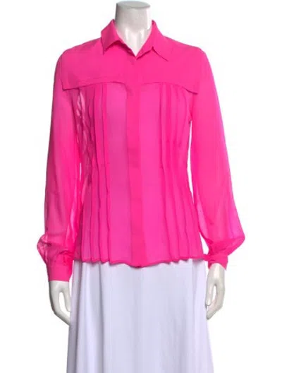 Pre-owned Msgm Long Sleeve Blouse In Pink