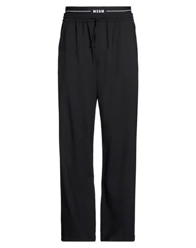 Msgm Man Pants Black Size 38 Virgin Wool, Elastane