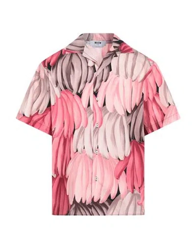 Msgm Man Shirt Pink Size 15 Cotton