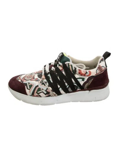 Pre-owned Msgm Nylon Graphic Print Sneakers In Green