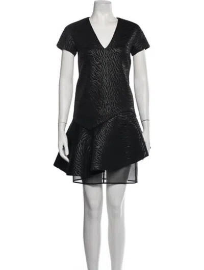 Pre-owned Msgm Patterned Mini Dress In Black