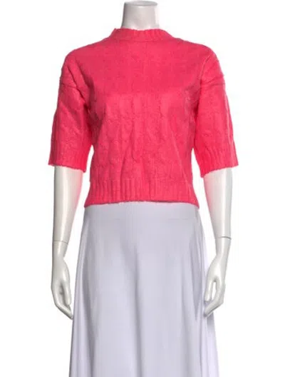 Pre-owned Msgm Patterned Mock Neck Top W/ Tags In Pink