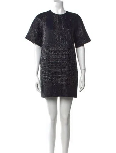 Pre-owned Msgm Printed Mini Dress In Black