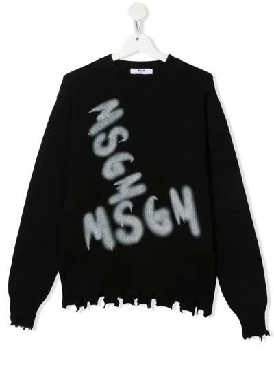 Msgm Teen Logo-print Jumper In 黑色
