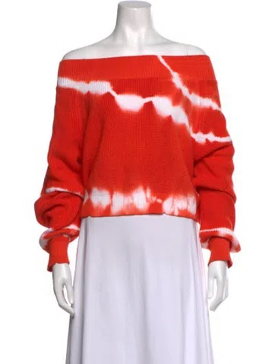 Pre-owned Msgm Tie-dye Print Off-the-shoulder Sweater In Orange