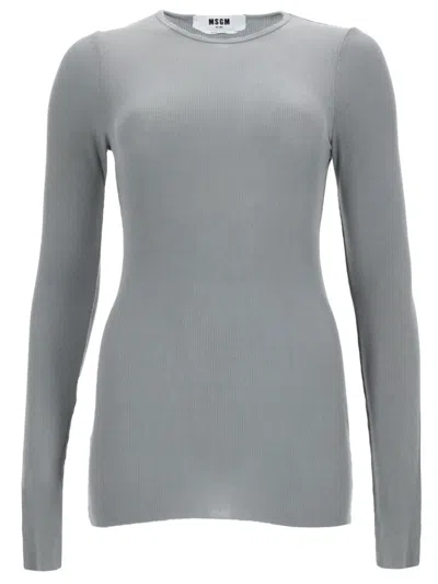 Msgm T-shirt In Viscosa In Gray
