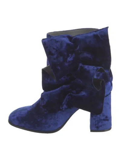 Pre-owned Msgm Velvet Boots In Blue