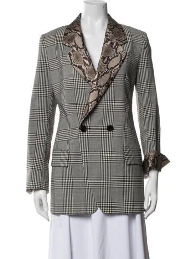 Pre-owned Msgm Virgin Wool Plaid Print Blazer In Multicolor