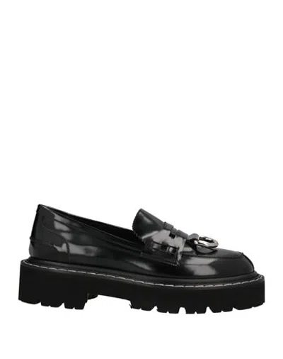 Msgm Woman Loafers Black Size 10 Soft Leather