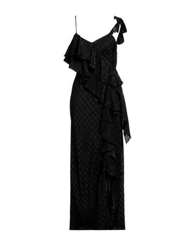 Msgm Woman Maxi Dress Black Size 6 Acetate, Viscose