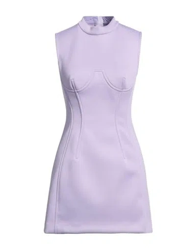 Msgm Woman Mini Dress Lilac Size 6 Polyester, Polyurethane In Purple