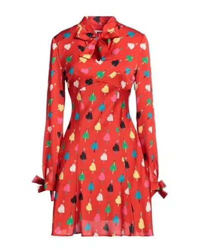 Msgm Woman Mini Dress Tomato Red Size 2 Polyester