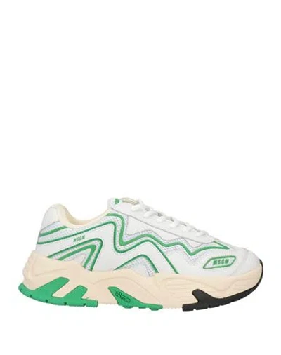 Msgm Woman Sneakers White Size 8 Textile Fibers, Leather