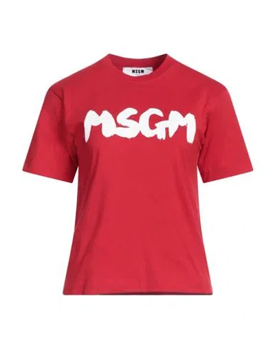 Msgm Woman T-shirt Tomato Red Size S Cotton In Tomato Red