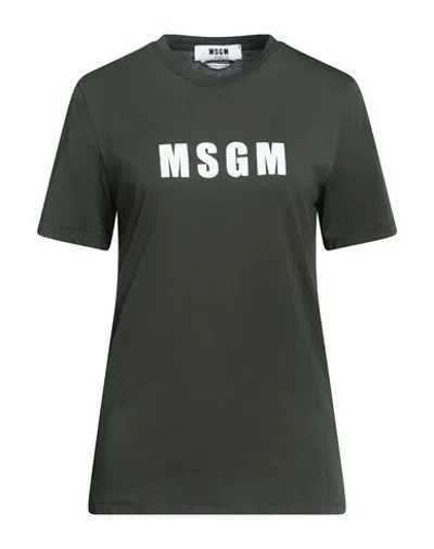 Msgm Woman T-shirt Charcoal Size Xxs Cotton In Gray
