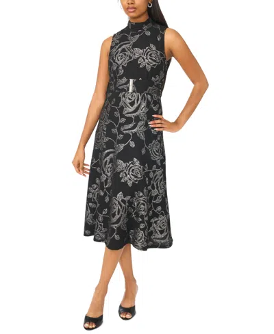 Msk Women's Floral Mock-neck A-line Midi Dress In Multi