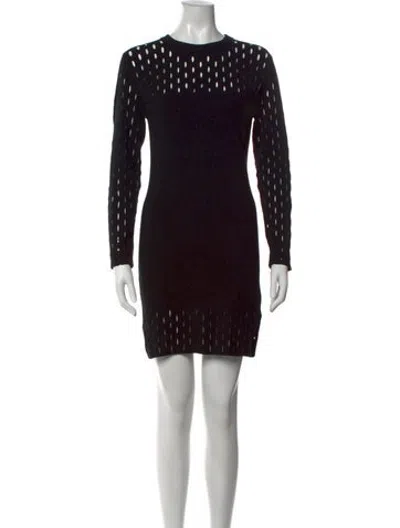 Pre-owned Mugler Crew Neck Mini Dress In Black