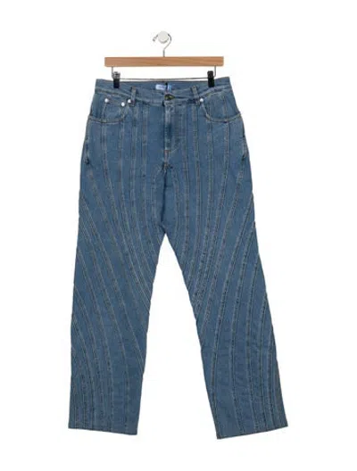 Pre-owned Mugler High-rise Straight Leg Jeans W/ Tags In Blue