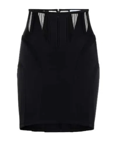 Mugler Mesh-panel Cutout Miniskirt In Black