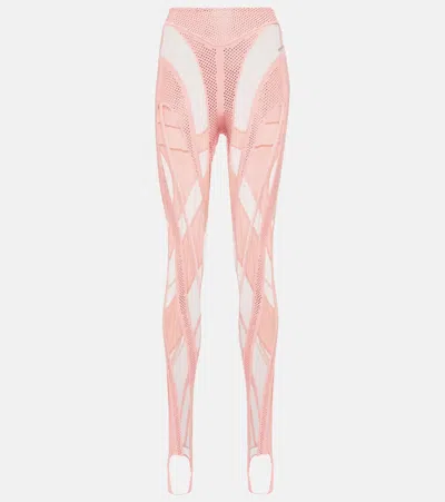 Mugler Paneled Stirrup Leggings In Pink