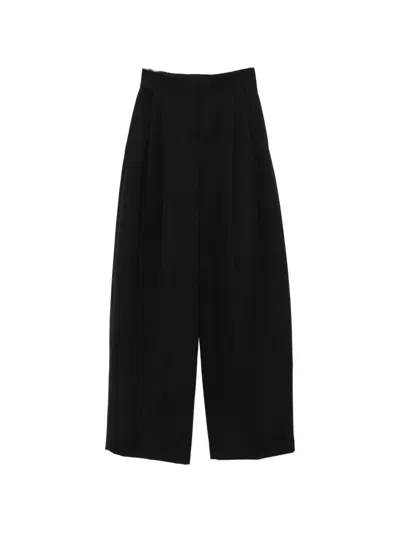 Mugler Pleated Wide-leg Trousers In Black