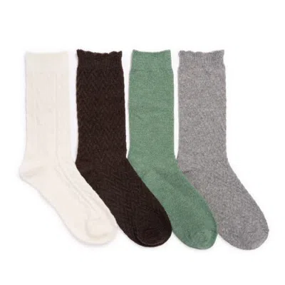 Muk Luks 4 Pair Pack Crew Wool Blend Socks In Multi
