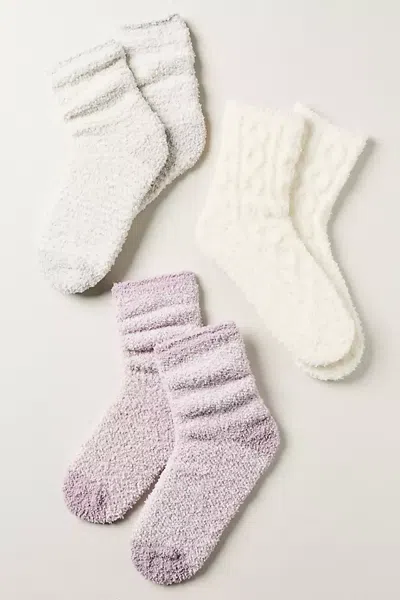 Muk Luks Cozy Crew Socks, Set Of 3 In Purple