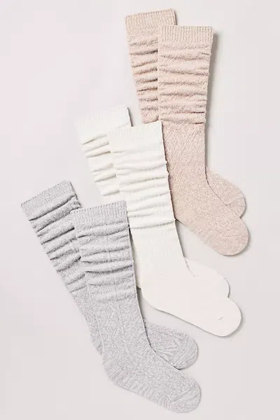 Muk Luks Microfiber Tall Socks, Set Of 3 In Beige