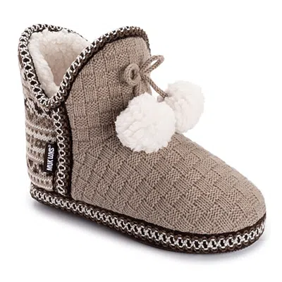 Muk Luks ml F 26 Ds Slippers Womens Memory Foam Slip Resistant Bootie Slippers In Brown