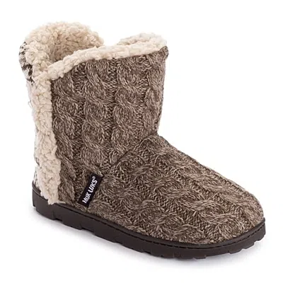 Muk Luks ml F 26 Ds Slippers Womens Memory Foam Slip Resistant Bootie Slippers In Brown