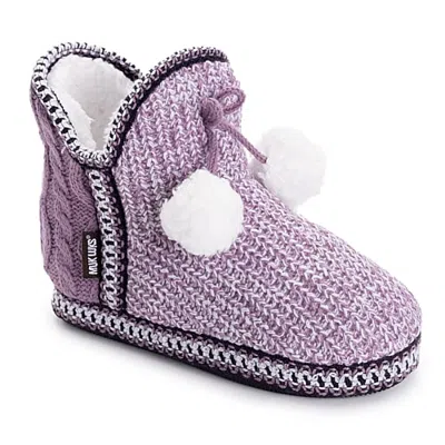 Muk Luks ml F 26 Ds Slippers Womens Memory Foam Slip Resistant Bootie Slippers In Purple