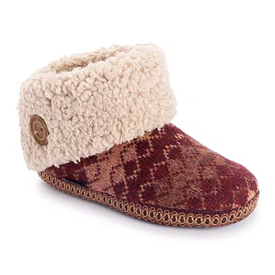 Muk Luks ml F 26 Ds Slippers Womens Memory Foam Slip Resistant Bootie Slippers In Red