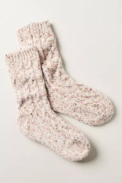 Muk Luks Novelty Crew Socks In Beige