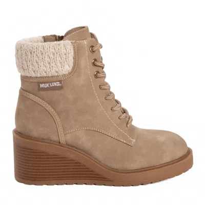 Muk Luks Women's Sky Solange Wedge Boots In Taupe In Grey