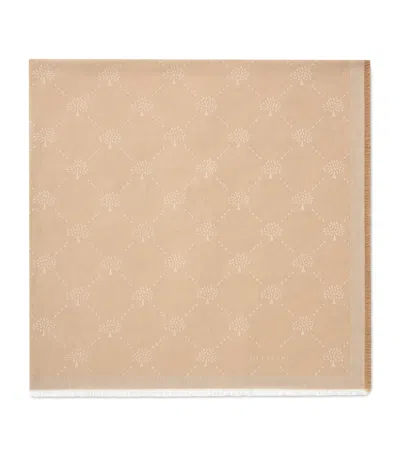 Mulberry Cotton Diamond Tree Square Scarf In Brown