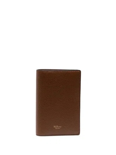 Mulberry Logo-stamp Leather Passport Case In Brown