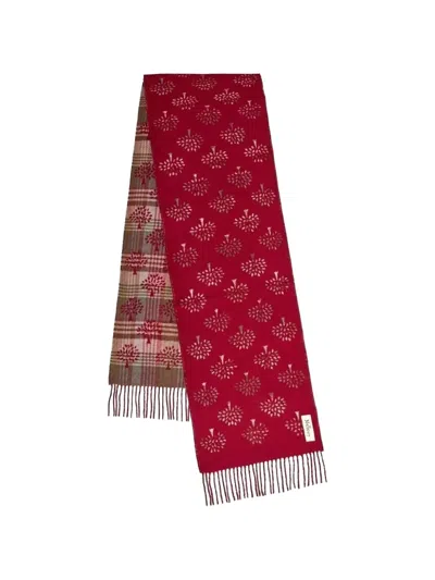Mulberry Reversible Checked Scarf In Red