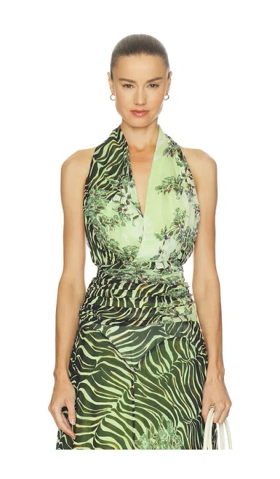 Muma World Midori Pleated Estelle Top In Green