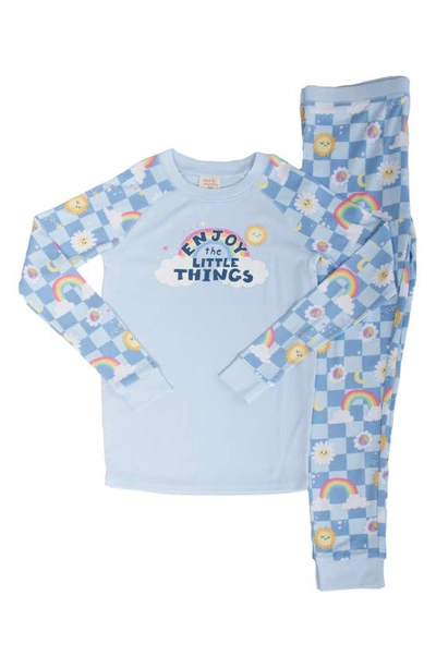 Munki Munki Kids' Little Things Fitted Two-piece Pajamas In Light Blue