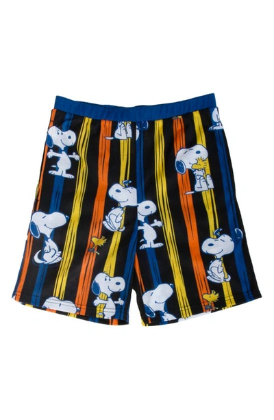 Munki Munki X Peanuts® Kids' Snoopy Doodle Stripe Pyjama Shorts In Blue