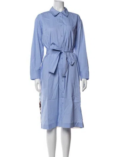 Pre-owned Munthe Striped Midi Length Dress In Blue