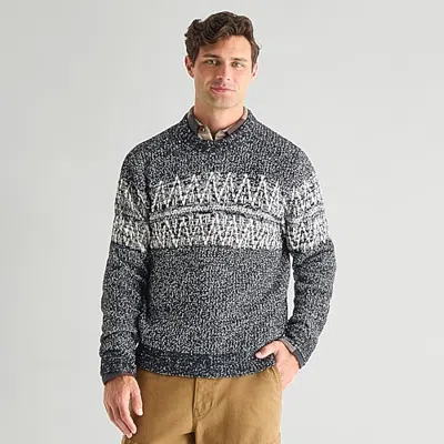 Mutual Weave Mens Crew Neck Long Sleeve Pullover Sweater In Black