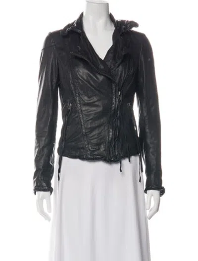 Pre-owned Muubaa Leather Biker Jacket In Black